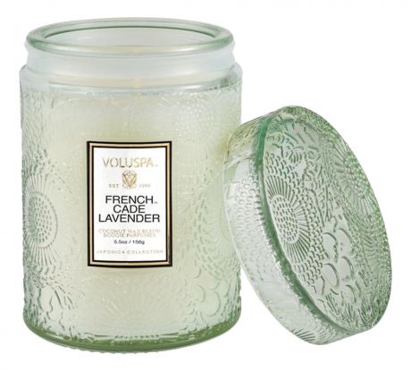 Ароматическая свеча French Cade & Lavender (лаванда и вербена): свеча в маленькой стеклянной банке с крышкой 156г