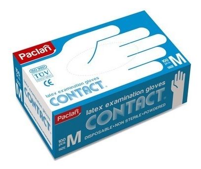 Латексные перчатки Contact 100шт: Размер M