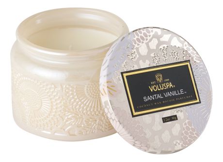 Ароматическая свеча Santal Vanille (Сандал и ваниль): свеча в маленькой стеклянной банке 90г