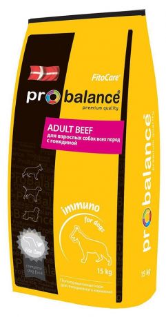 Корм сухой ProBalance Immuno Adult для собак, говядина, 15 кг