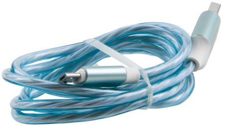 Дата-кабель RedLine LED USB-microUSB 1м Light Blue