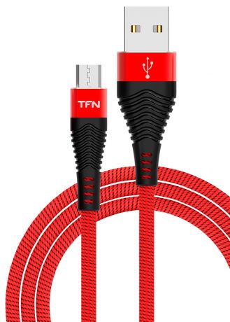 Дата-кабель TFN microUSB с защитой от излома Black/Red