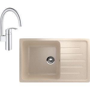 Кухонная мойка и смеситель EcoStone ES-019 Grohe Eurosmart бежевая (ES-19-328, 33202002)