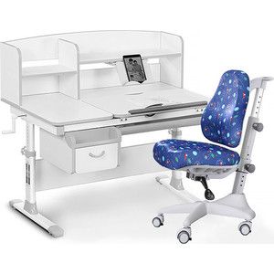 Комплект мебели (стол+полка+кресло+чехол) Mealux Evo-50 G (Evo-50 G + Y-528 F) белая столешница/серый