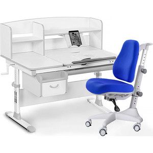 Комплект мебели (стол+полка+кресло+чехол) Mealux Evo-50 G (Evo-50 G + Y-528 SB) белая столешница/пластика серый