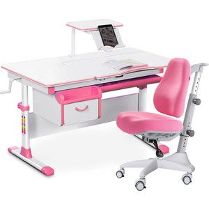 Комплект мебели (стол+полка+кресло+чехол) Mealux Evo-40 PN (Evo-40 PN + Y-528 KP) белая столешница/розовый