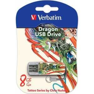 Флеш накопитель Verbatim 8GB Mini Tattoo Edition USB 2.0 Дракон (49884)