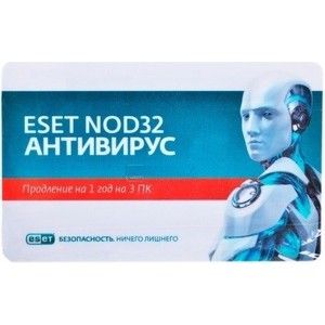 Программный продукт Eset NOD32 Antivirus DRSFNOD32ENA1220CARD311. Продление лицензии на 3 ПК на 1 год