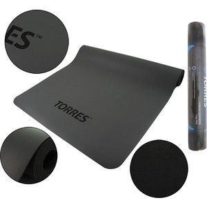 Коврик для йоги Torres Pro, PU/Rubber 3 мм, серый