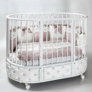Кровать детская овальная с маятником Островок уюта EVA декор VIP белый ОУ387Б