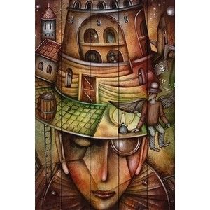 Картина на дереве Дом Корлеоне Девушка в шляпе 60x90 см