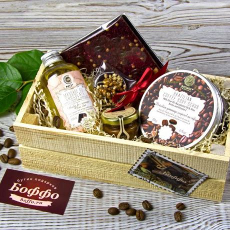 Подарочный набор в деревянном ящике "Кофейно-шоколадное удовольствие. Серия "Секрет Клеопатры"