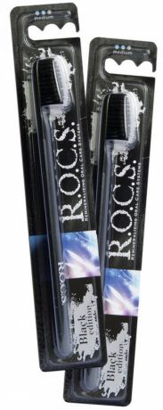 ROCS, Зубная щетка Black Edition Classic, средняя