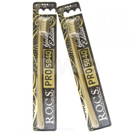 ROCS, Зубная щетка Pro Gold Edition, мягкая