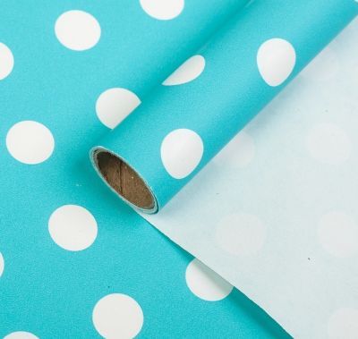 Бумага для упаковки подарков - 2948016 Бумага упаковочная глянцевая "В горошек", голубой
