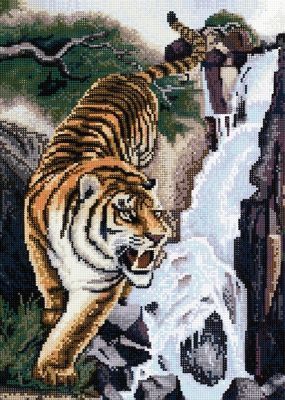 Алмазная мозаика Наследие Алмазная вышивка БСА2-109 "Тигр на водопаде"