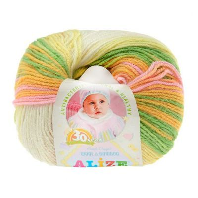 Пряжа Alize Пряжа Alize Baby Wool Batik Цвет.4390 Желт.роз.бел.св.сал