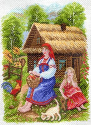 Основа для вышивания с нанесённым рисунком Матрёнин Посад 1554 Деревенский пейзаж - рисунок на канве (МП)