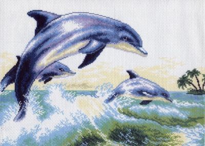 Основа для вышивания с нанесённым рисунком Матрёнин Посад 456 Дельфин - рисунок на канве (МП)