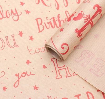 Бумага для упаковки подарков - 4027302 Бумага упаковочная крафт "С Днем Рождения!"