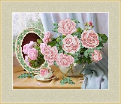 Основа для вышивания с нанесенным рисунком Матрёшкина КАЮ4052 Розовые розы - схема для вышивания (Матрёшкина)