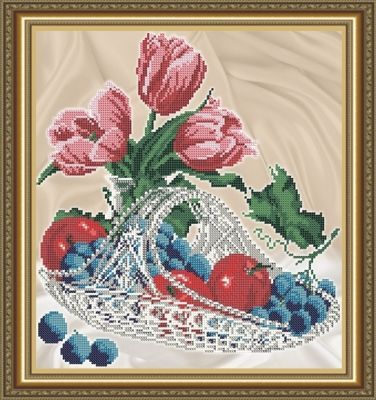 Основа для вышивания с нанесённым рисунком Art Solo VKA4707 Яблоки с виноградом в хрустале - схема для вышивания (Art Solo)