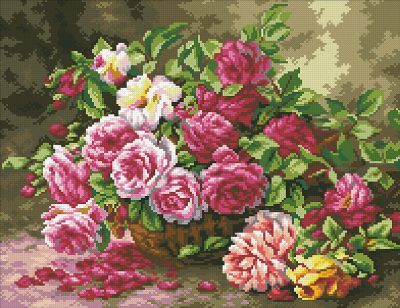 Мозаичная картина Паутинка Алмазная вышивка М254 Корзина садовых роз - мозаика (Паутинка)