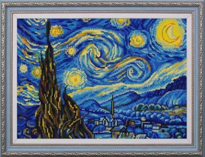 Основа для вышивания с нанесённым рисунком Конёк НИК 9887 Звездная ночь (Ван Гог) - схема для вышивания (Конёк)