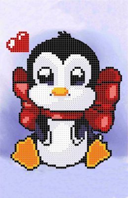 Основа для вышивания с нанесённым рисунком MOSMARA ММДС-010 Влюбленный пингвинчик - схема для вышивания (MOSMARA)