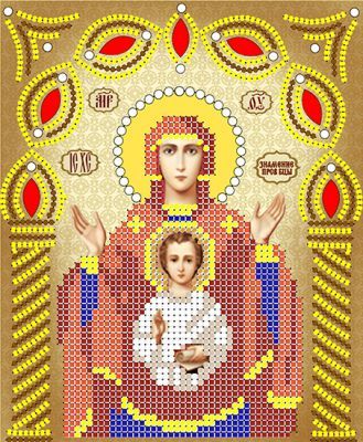 Ткань с нанесенной схемой для вышивания Наследие ИС-011 Богородица Знамение - схема для вышивания (Наследие)