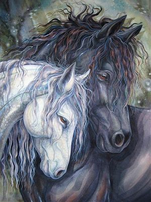 Алмазная мозаика Алмазная живопись Алмазная вышивка Пара лошадей (АЖ-1386) - картина стразами