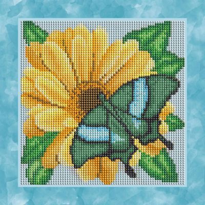 Алмазная мозаика Наследие Алмазная вышивка БСА25-045 "Бабочка на жёлтом цветке"