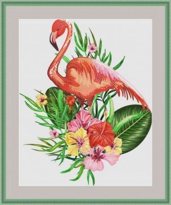 Основа для вышивания с нанесенным рисунком Матрёшкина КАЮ6014 Фламинго в цветах