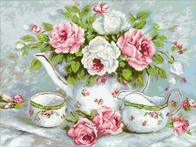 Мозаичная картина Паутинка Алмазная вышивка М258 Розовый чай - мозаика (Паутинка)