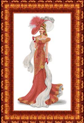 Основа для вышивания с нанесённым рисунком Каролинка КБЛ 2005 Дама с шарфом - схема для вышивания (Каролинка)
