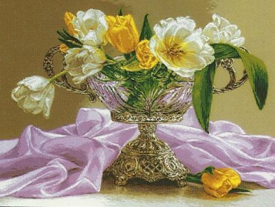 Набор для вышивания Goblenset 0967 Tulips in a silver vase