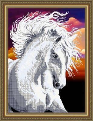 Основа для вышивания с нанесённым рисунком Art Solo VKA3134 Белая лошадь - схема для вышивания (Art Solo)