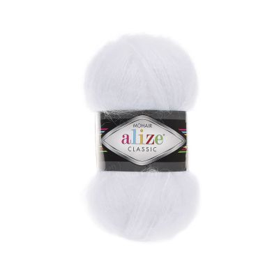 Пряжа Alize Пряжа Alize Mohair Classic New Цвет.55 Белый