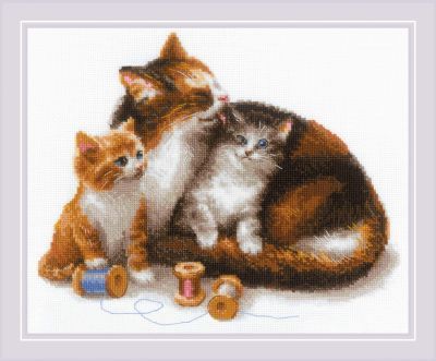Набор для вышивания Риолис (Сотвори Сама) 1811 "Кошка с котятами"