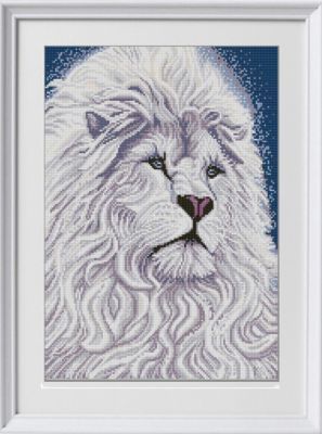 Основа для вышивания с нанесённым рисунком Конёк НИК 1302 "Белый лев" - схема для вышивания