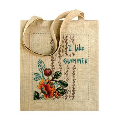Набор для вышивания Life is beautiful ТК0202 Сумка с вышитым декоративным элементом "Люблю лето" оранжевый