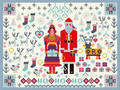 Набор для вышивания RIVERDRIFT House RR473 Santa and Mrs Claus