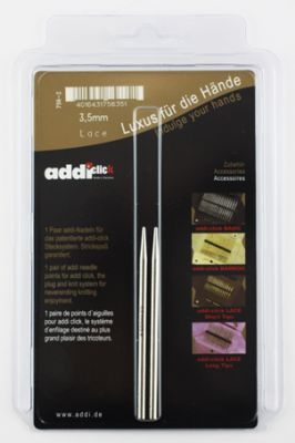 Инструмент для вязания ADDI 756-7/3.5-000 Дополнительные спицы с удлиненным кончиком к addiClick LACE SHORT, №3.5, латунь