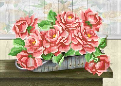 Ткань с нанесенной схемой для вышивания Наследие ДА4-092 Розы в корзине - схема для вышивания (Наследие)