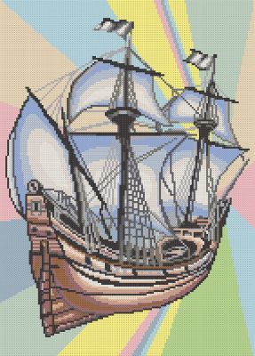 Основа для вышивания с нанесённым рисунком MOSMARA МММР-001 Корабль Меркурий - схема для вышивания (MOSMARA)