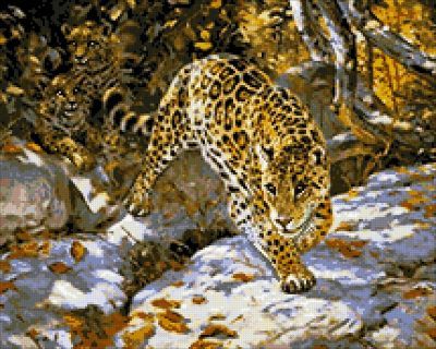 Мозаичная картина Паутинка Алмазная вышивка М368 Леопарды - мозаика (Паутинка)
