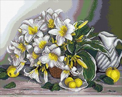Мозаичная картина Паутинка Алмазная вышивка М264 Натюрморт с лилиями - мозаика (Паутинка)