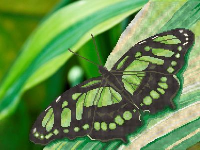 Основа для вышивания с нанесённым рисунком MOSMARA ММЖМ-004 Зеленая бабочка - схема для вышивания (MOSMARA)