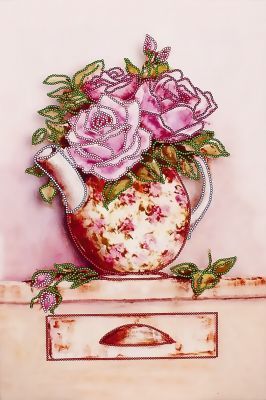 Основа для вышивания с нанесённым рисунком Волшебная Страна FLS-035 Схема для вышивания бисером "Розовый букет"