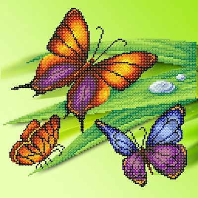 Основа для вышивания с нанесённым рисунком МП Студия Г-140 Трио бабочек - схема для вышивания (М.П. Студия)